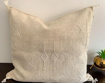 Handmade Moroccan Cactus Silk Pillow Cover, Berber Bohemian Cushion