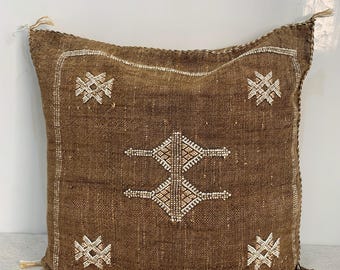 Handmade Moroccan Cactus Silk Pillow Cover, Berber Bohemian Throw