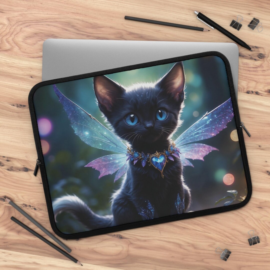 Whimsical Fairy Cat Laptop Sleeve, Cute Laptop Case, Cat Lover Gift ...