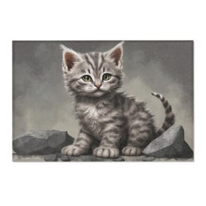 Adorable Kitten Area Rug, Cute Cat Home Decor, Animal Lover Gift, Pet Themed Floor Mat, Cozy Living Room Accent