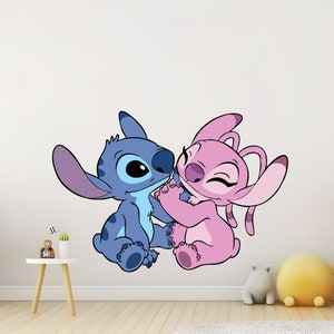 Stitch & Angel Vinyl Wall Graphic, Bedroom Decor, Nursery Wallpaper Sticker Vinyl - Lilo Stitch
