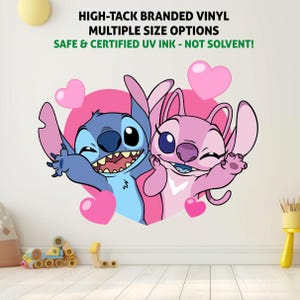 Stitch & Angel / Lilo Vinyl Wall Graphic, Bedroom Decor, Nursery Wallpaper Sticker Vinyl