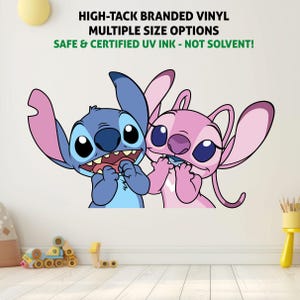 Stitch & Angel / Lilo Vinyl Wall Graphic, Bedroom Decor, Nursery Wallpaper Sticker Vinyl