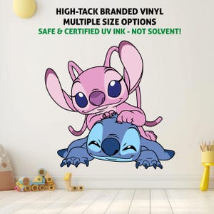 Stitch & Angel / Lilo Vinyl Wall Graphic, Bedroom Decor, Nursery Wallpaper Sticker Vinyl