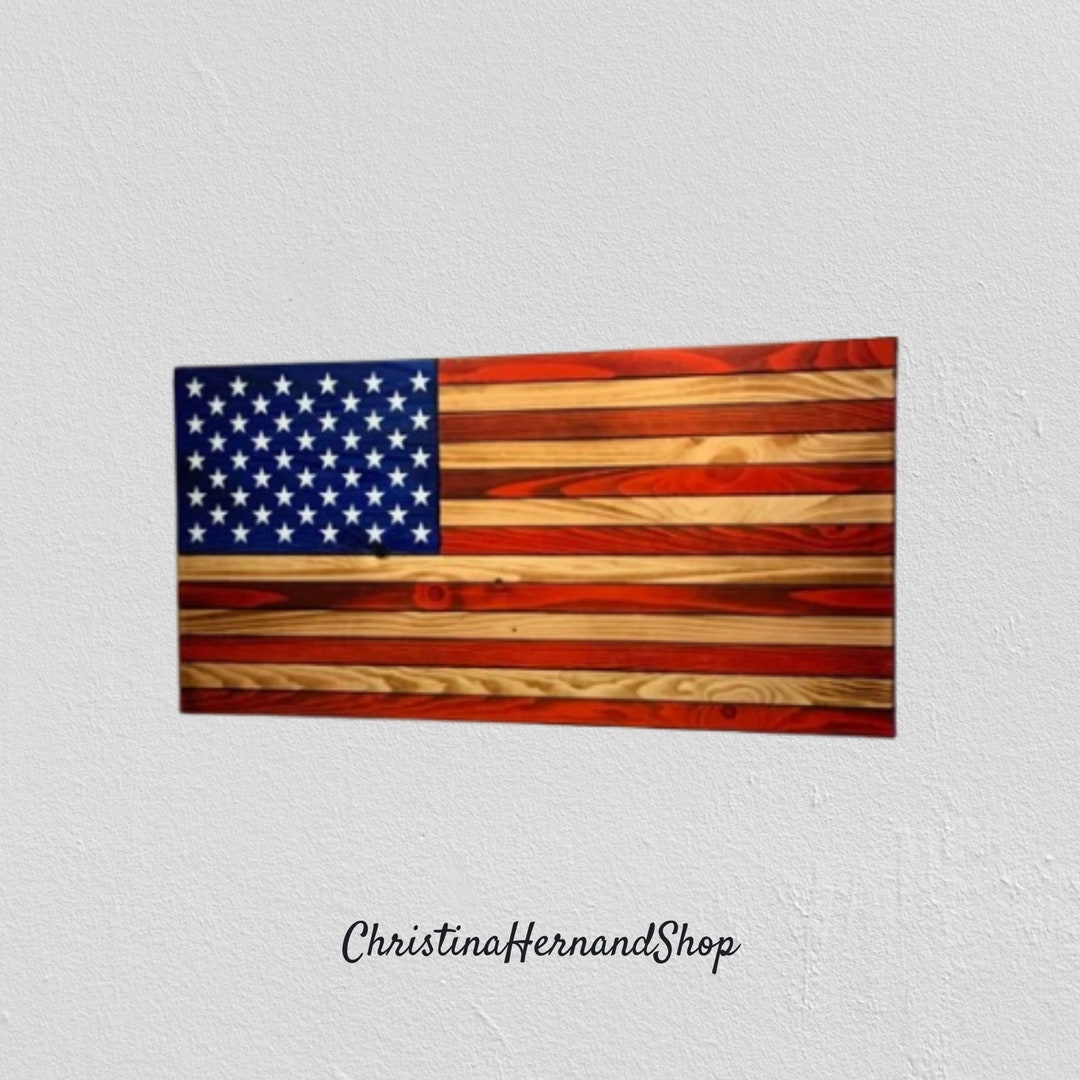 American Flag, Charred American Flag, Rustic American Flag, Wooden ...