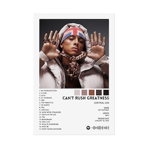 Liste des chansons de CAN&#39;T RUSH GREATNESS, affiche roulée de Central Cee, hip-hop/rap, affiche de rap, affiche de Central Cee, décoration musicale, impression d&#39;art mural, dortoir