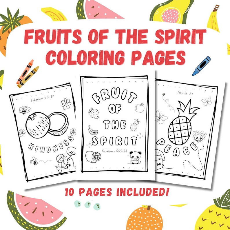 Fruits of the Spirit Coloring Pages for Kids-digital Download-bible ...