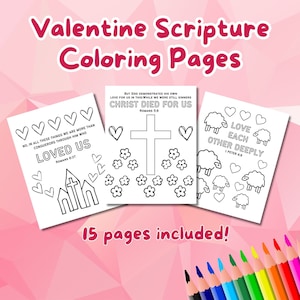 Printable Valentine’s Day Coloring Pages,Valentines Day Scripture Coloring Pages Kids Adults,Valentine Activity Craft,Bible verse coloring