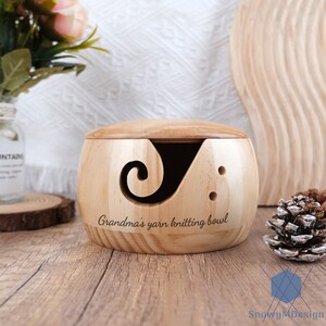 Wooden Yarn Bowl with Carved Holes & Drills | Knitting Crochet Accessories | Solid Wood Yarn Bowl For Crochet and Knitting Gift for knitter