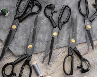 Custom Engraved Name Scissors, Personalized Black Scissors, Craft Scissors, Tailoring Scissors, Personalized Gifts, 8", 9", 10", 11", 12"
