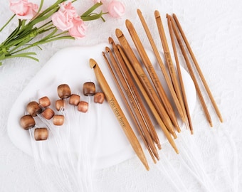 Personalized Wooden Crochet Hook, Bamboo Fixed Circle Crochet Hook, Crochet Hook, Tunisian Wooden Crochet Hook With Extended Tail Tube