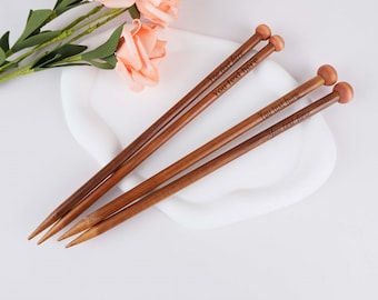 Personalized Engraved Bamboo Knitting Needles, Custom Carved Hook Needle, Wooden Hook Needle, 35cm/25cm Knitted Needle, Gift to Grandma