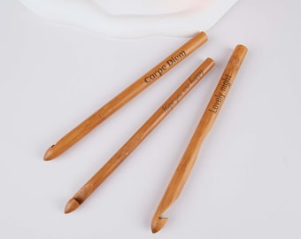 Customized Carbonized Bamboo Crochet Hooks, 12pcs Bamboo Crochet Hook Set, Crochet Hook Set, Hand Knitting,Sewing Supplies,Sewing Essentials