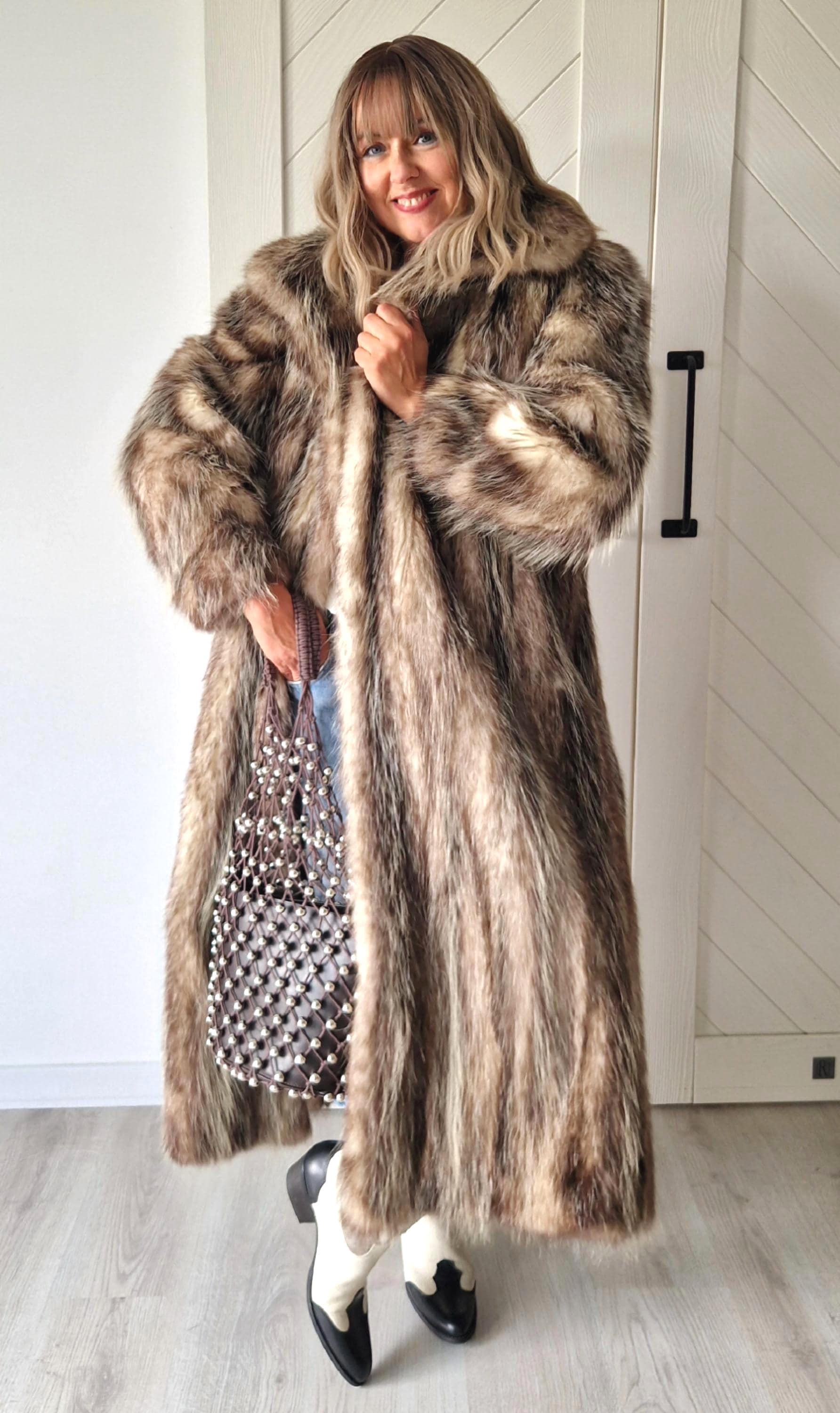 Womens Weasel Coat Full Skin Chinese Mink/Weasel Fur Coat Vintage