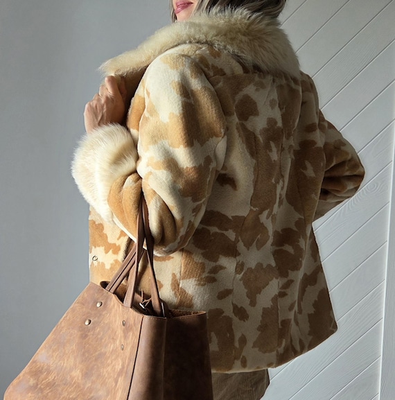 Vintage Shearling Coat Real Sheepskin Jacket Spot… - image 15