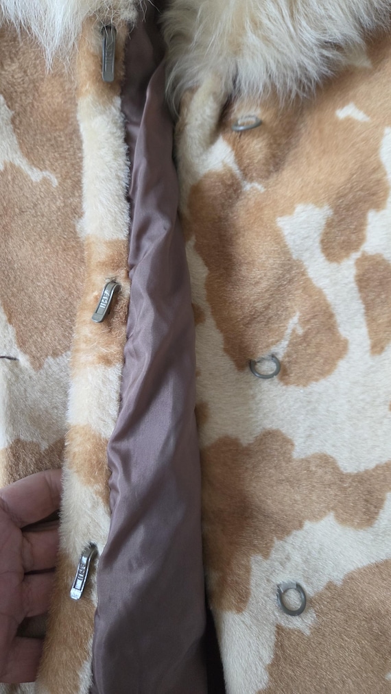 Vintage Shearling Coat Real Sheepskin Jacket Spot… - image 6