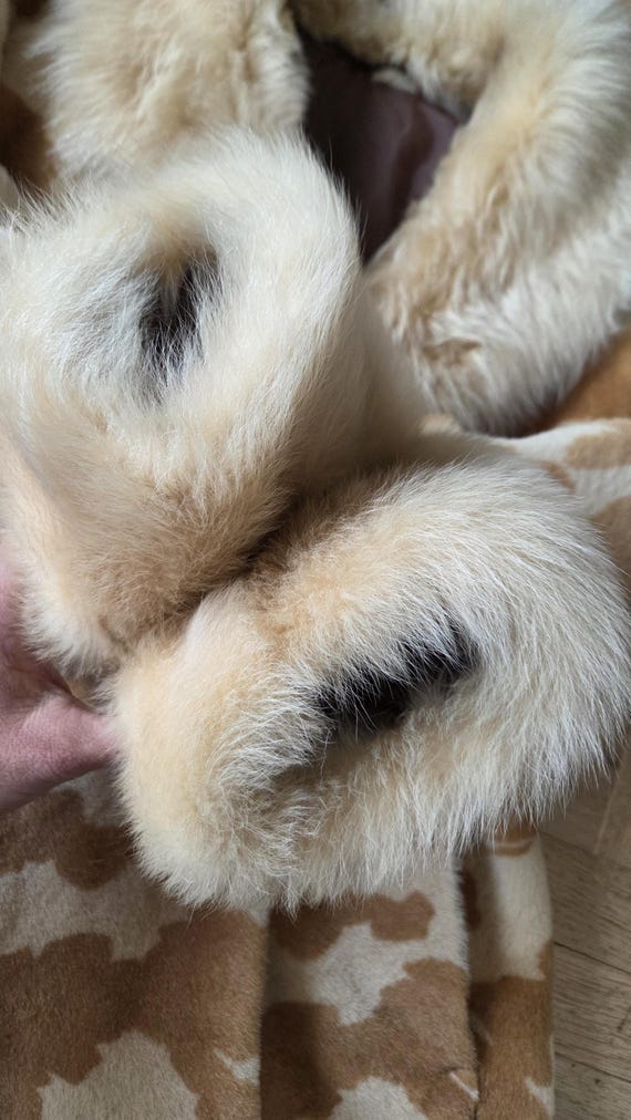 Vintage Shearling Coat Real Sheepskin Jacket Spot… - image 7