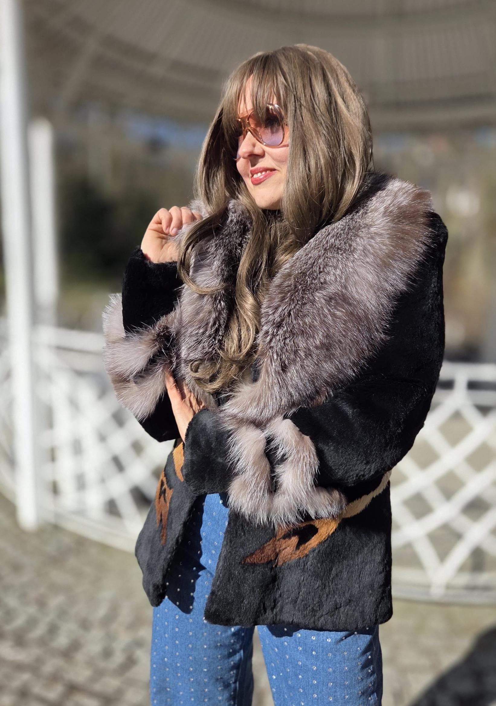 Silver fox fur coat - Etsy 日本