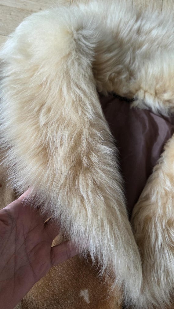 Vintage Shearling Coat Real Sheepskin Jacket Spot… - image 4