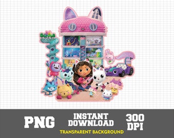 Gabbys Dollhouse PNG, Gabbys Birthday Invitation, Gabbys Svg Bundle, Gabbys House Png, Gabbys Transparent, Gabbys Clipart, Gabbys 3D Digital