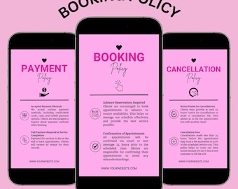 Booking Policy Template Canva for Lash Nail Tech Technician Hairstylist Hair Braid to Post on Social Media Instagram Post Rule for Booking