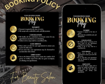 Booking Policy Template Gold, Cancellation Policies for Beauty Salon, Payment Term and Condition, Social Media Instagram Story, IG Template