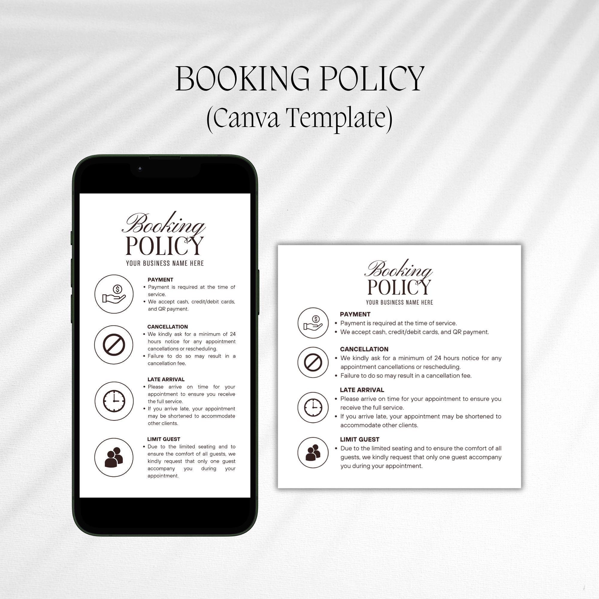 Booking Policy Template Plain, Cancellation Policies for Beauty Salon ...
