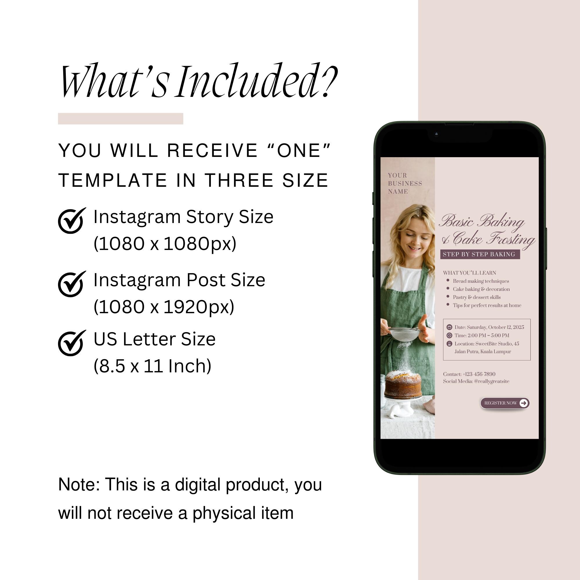 Baking Course Flyer Template | Editable Canva Class Flyer | Printable ...