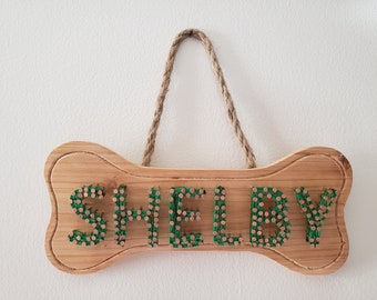 Dog Tag String Art - Custom Gift Pet Name Wood Wall Art Decor, Decorative Wood Signs, Unique Animal Present, Customizable Gift Idea