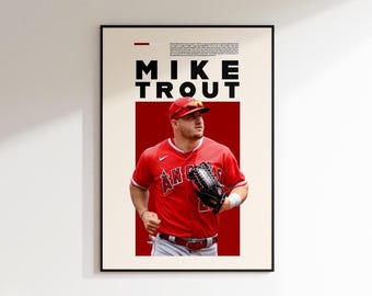 Mike Trout Poster, Baseball Minimal Poster, Mike Trout Print, Mike Trout Fan Art, Baseball Poster, MBL