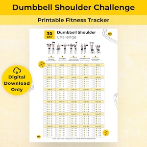 30 Day Dumbbell Shoulder Challenge - Printable Workout Tracker. Dumbbell Exercise, Dumbbell Workout, Workout Plan, Workout Planner Fitness