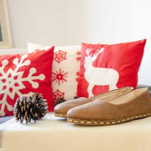 Handmade Kutnu Fabric Barefoot Flats: Turkish Leather Grounding Shoes