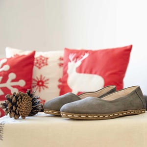 Kutnu Fabric Barefoot Flats: Handmade Turkish Leather Grounding Shoes