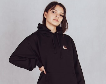 Hoodie Sparrow | Soft Combed Cotton | Embroidered Animal Sweatshirt | Casual Comfort Wear | Vibrant Fashion | Eco Fashion | Cozy | Unisex