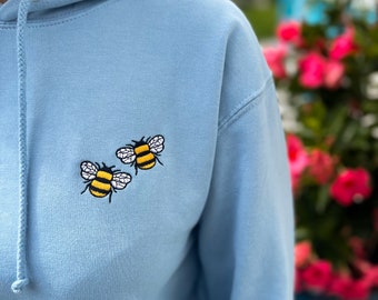 Hoodie Bees | Soft Combed Cotton | Animal Clothing | Casual Comfort Wear |  Chill Poolside Embroidered Sweatshirt | Unisex | Honeybee