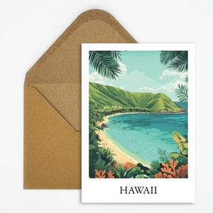 Carte postale de voyage à Hawaï, aux États-Unis, avec une belle illustration, idéale comme souvenir de voyage ou cadeau pour les voyageurs et les collectionneurs de cartes