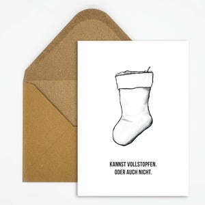 Divertente biglietto di auguri di Natale con motivo a calzino e scritta, umorismo nero per chi non ama il Natale, auguri antinatalizi come regalo o decorazione