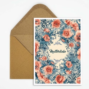 Carte de vœux pour maman avec motif floral, carte postale pour la fête des mères ou carte de vœux avec inscription, idéale comme cadeau pour maman, unique