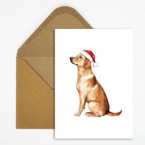 Postkarte Labrador mit Weihnachtsmütze, Weihnachtskarte für Hundeliebhaber für tierische Weihnachtsgrüße als Geschenk oder Deko