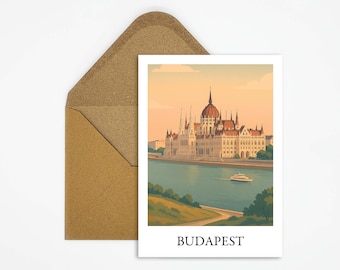 Cartolina di Budapest, Ungheria, con illustrazione del Parlamento, classica carta di viaggio per una vacanza europea come souvenir, regalo o decorazione