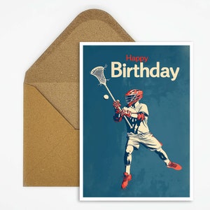 Carte d’anniversaire de crosse, carte de crosse de joyeux anniversaire, carte de sport de crosse pour l’anniversaire, carte comme cadeau pour lui