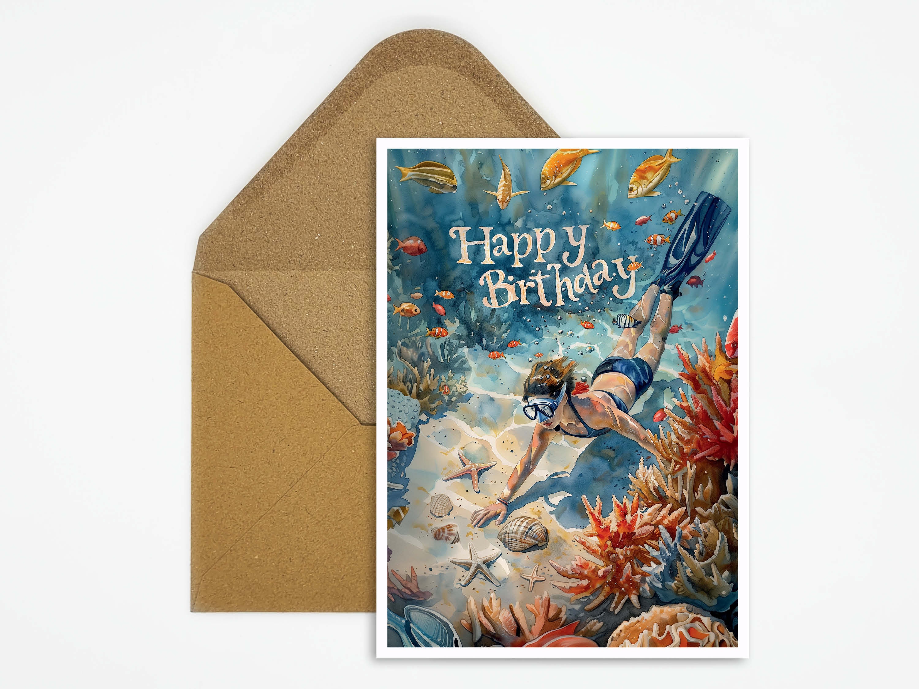 Birthday Card Diving, Happy Birthday Card Diving, Underwater Card for ...