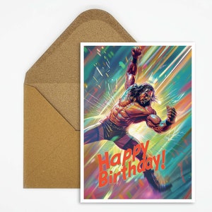 Wrestling Geburtstagskarte, Happy Birthday Wrestling Geburtstagskarte, Geschenk Karte, Postkarte Sport, Karte Happy Birthday, Wrestling, WWE
