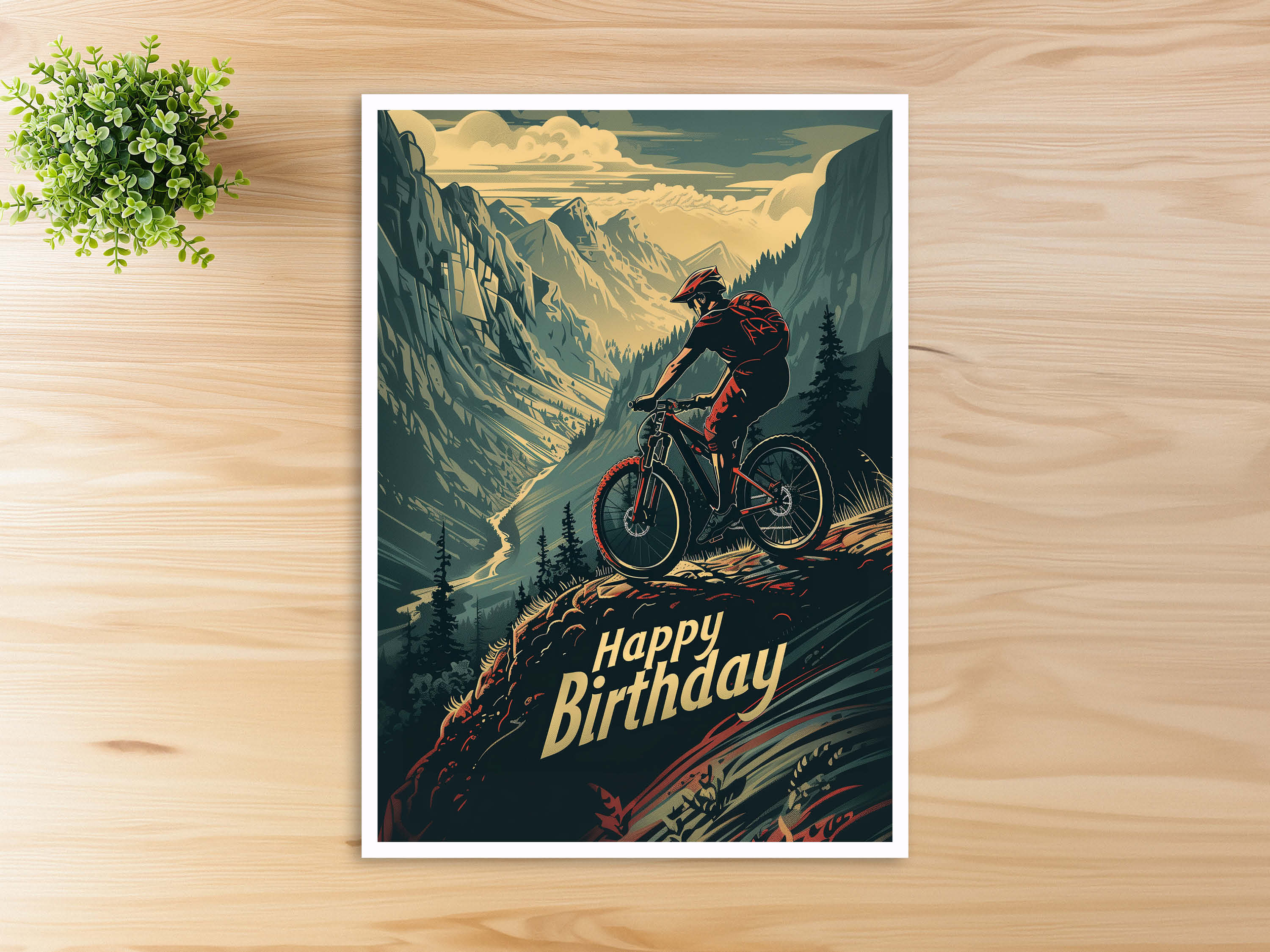 Geburtstagskarte Für Männer • Mountainbike Design • 160x160 Mm • Blanko Innen • Umweltfreundlich • Hergestellt In Großbritannien