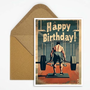 Carte d’anniversaire d’haltérophilie, carte d’anniversaire d’haltérophilie de joyeux anniversaire, carte-cadeau, carte postale de sport, carte de joyeux anniversaire