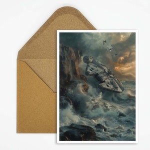postal galáctica de la aventura | postal única de la ciencia ficción | Regalo perfecto para fans | Mapa de seguimiento de naves espaciales