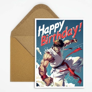 Biglietto di compleanno di karate, biglietto di buon compleanno di karate, buono regalo, cartolina sportiva, biglietto di buon compleanno, biglietto di arti marziali