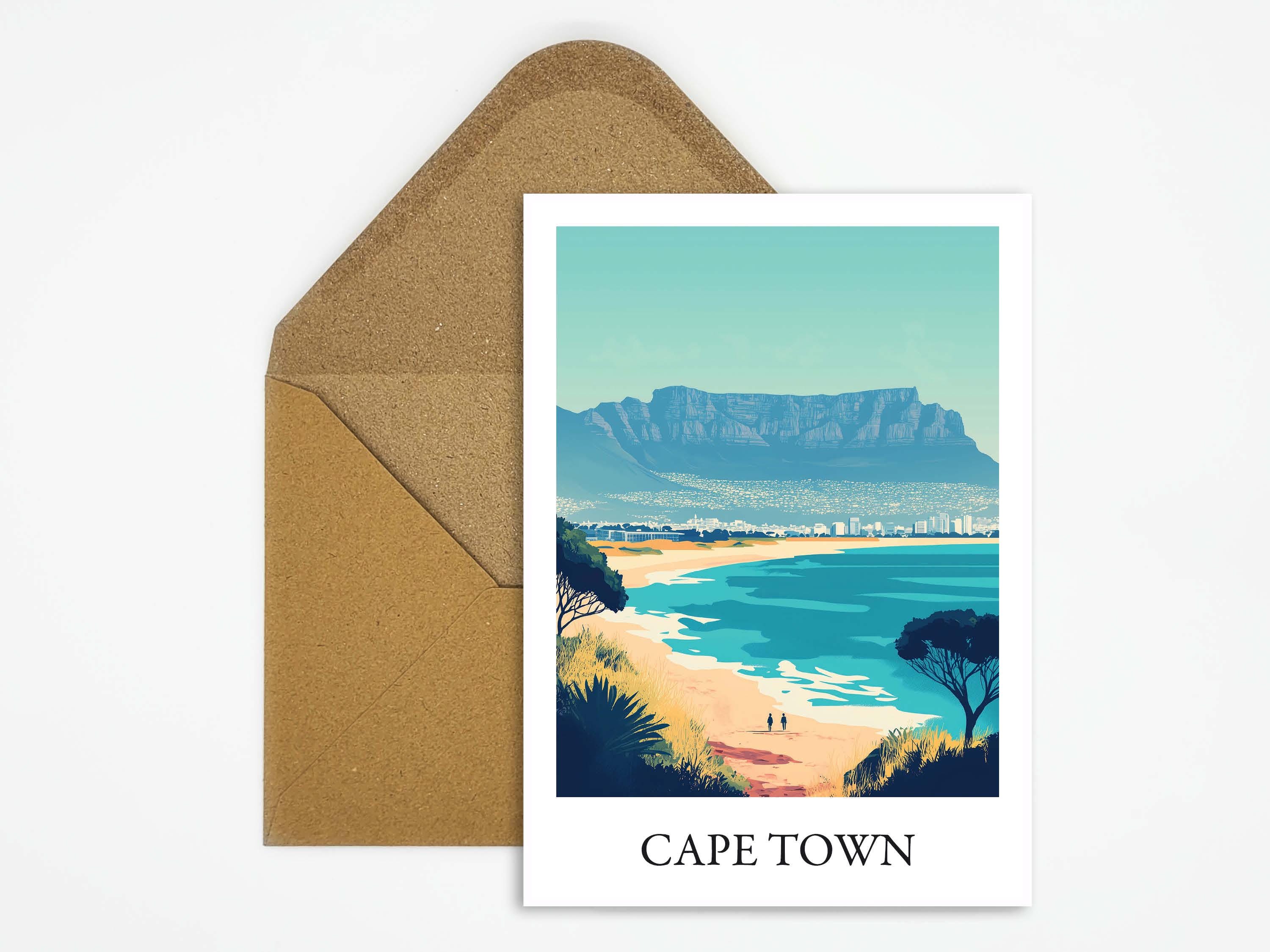 Cape Town, South Africa Travel Postcard With Beautiful