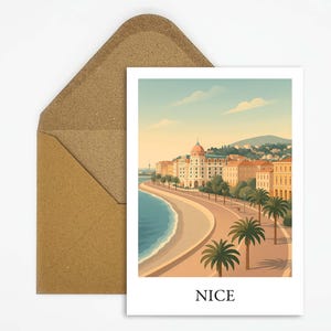 Nizza Frankreich Reise Postkarte mit Côte d’Azur Flair, mediterrane Reisekarte als sommerliches Andenken oder Dekoration zum Aufhängen