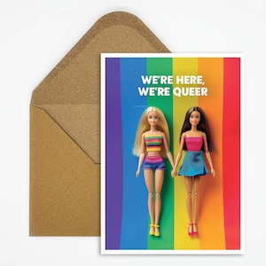Cartão postal LGBTQ, cartão queer, cartão postal lésbico, cartão bissexual, presente para ela, cartão postal do orgulho, feminismo, cartão postal do orgulho queer